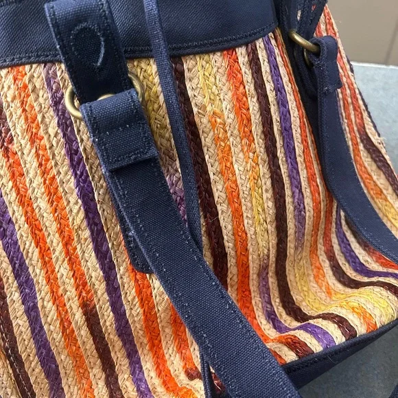 Lucky Brand canvas and straw bucket bag - Picture 10 of 12